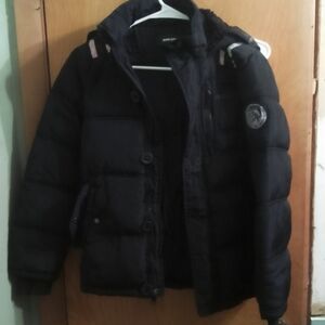 Black Puffer Boys Diesel Outerware  Jacket with Hood Size 10/12 (18" X 25")